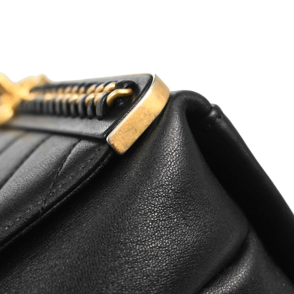 Chanel 2017-2018 Black Lambskin Chevron Top Handle 2way Shoulder Handbag