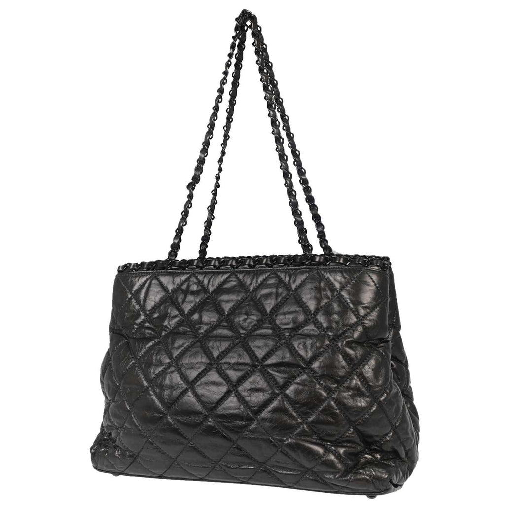 Chanel 2010-2011 Metallic Gray Calfskin Chain Me Tote Handbag