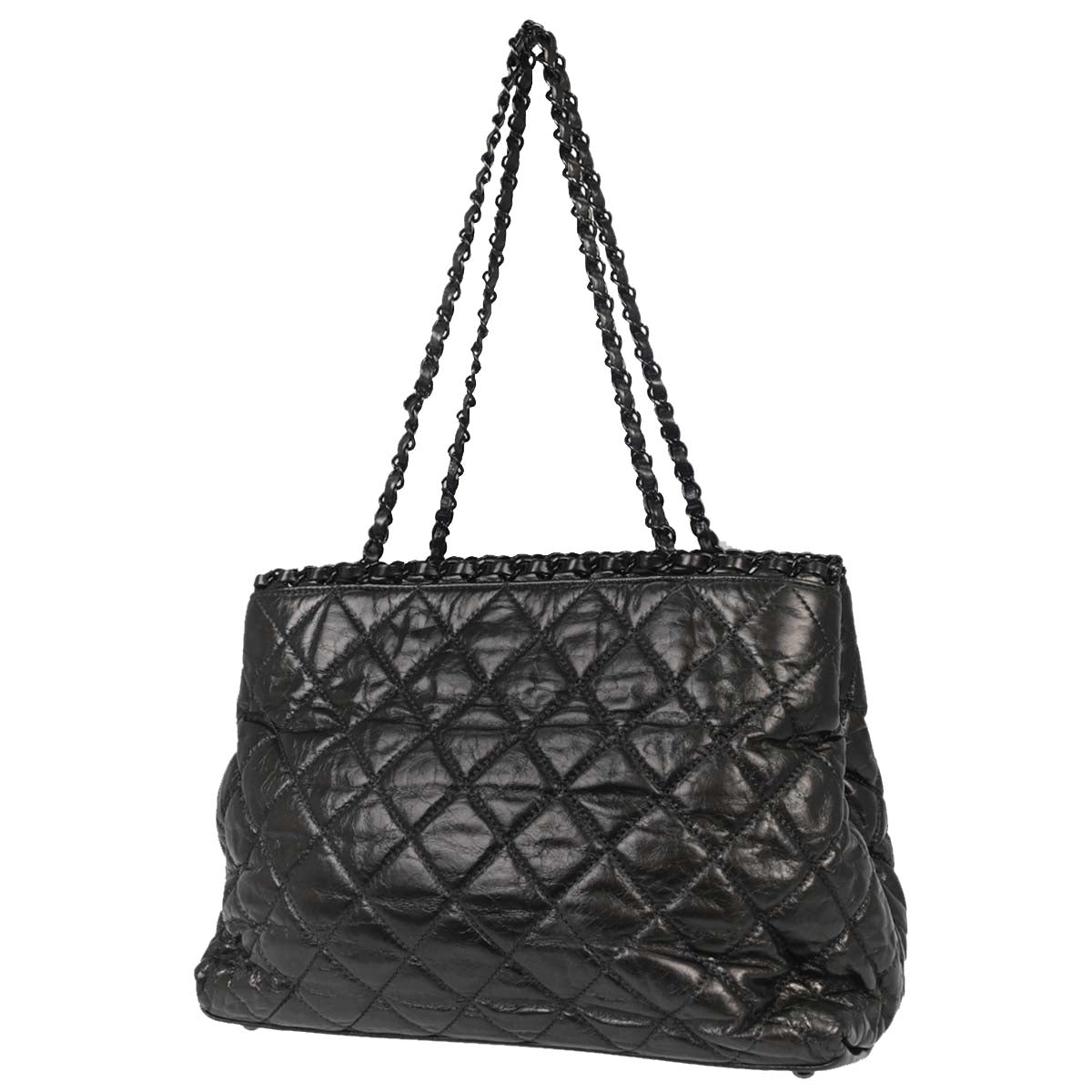 Chanel 2010-2011 Metallic Gray Calfskin Chain Me Tote Handbag