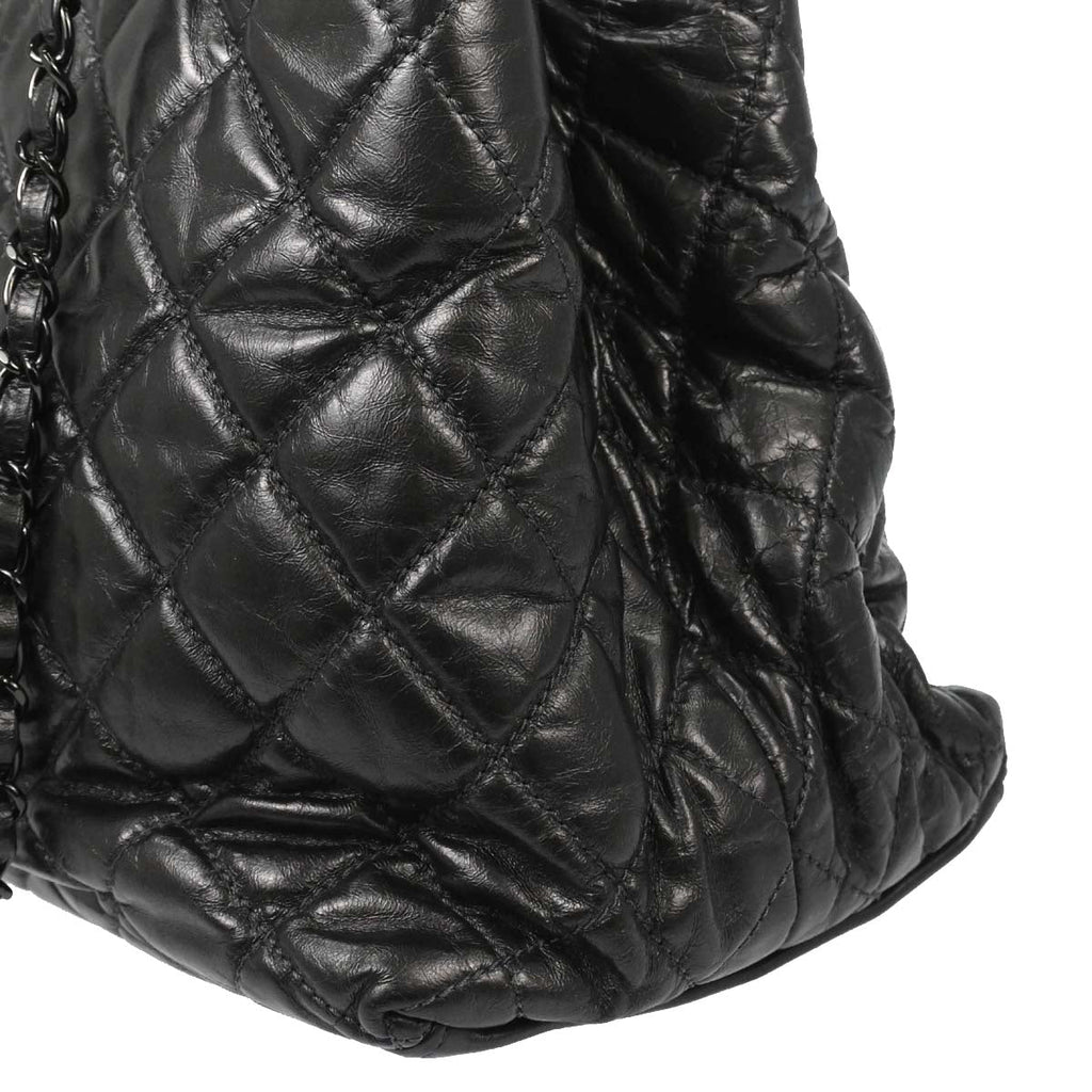 Chanel 2010-2011 Metallic Gray Calfskin Chain Me Tote Handbag
