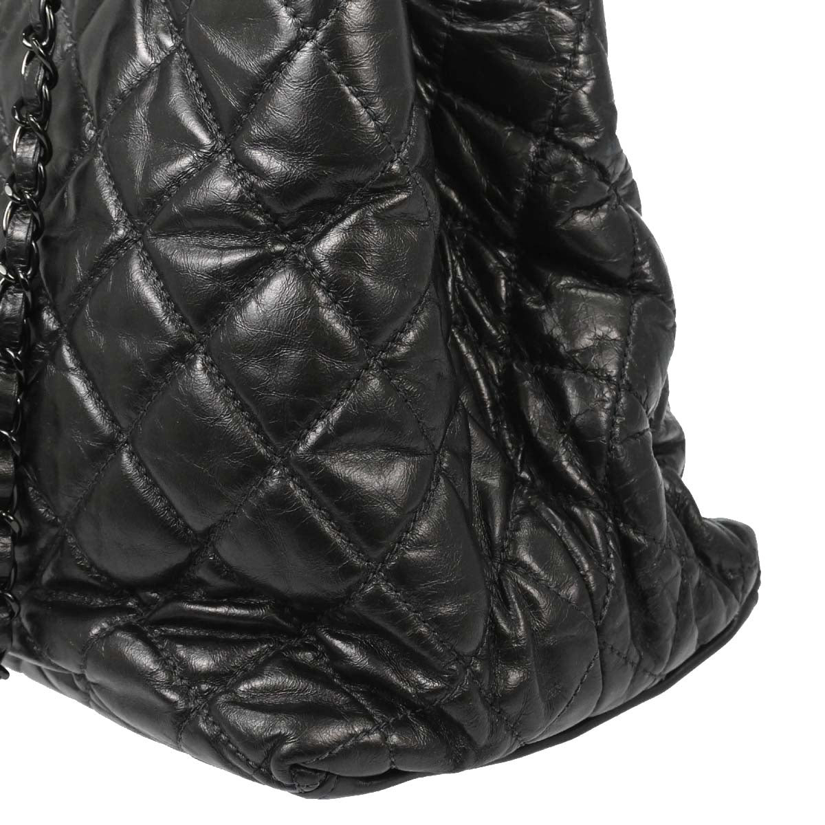 Chanel 2010-2011 Metallic Gray Calfskin Chain Me Tote Handbag