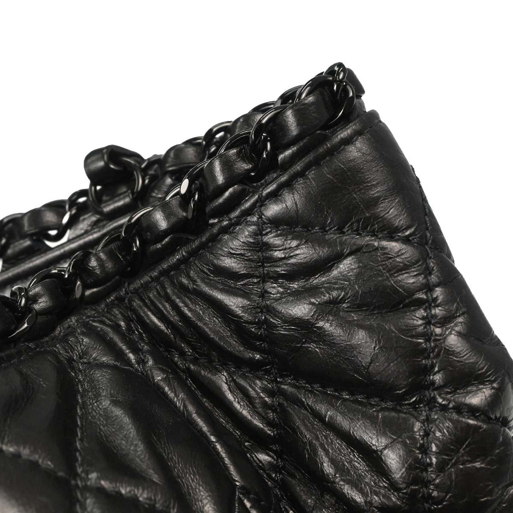 Chanel 2010-2011 Metallic Gray Calfskin Chain Me Tote Handbag