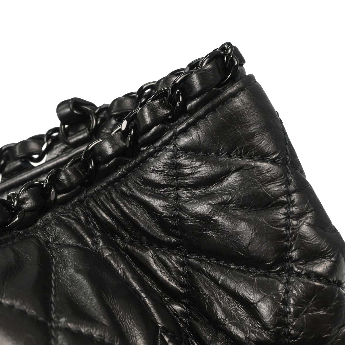 Chanel 2010-2011 Metallic Gray Calfskin Chain Me Tote Handbag