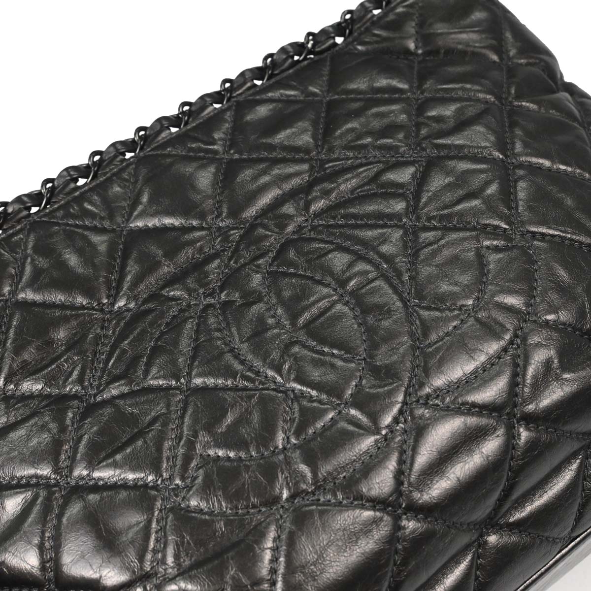 Chanel 2010-2011 Metallic Gray Calfskin Chain Me Tote Handbag