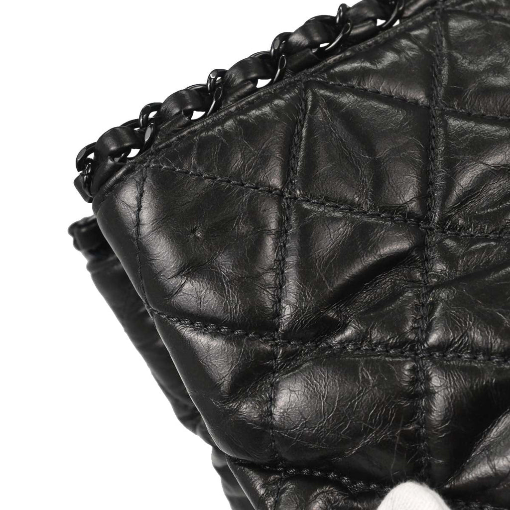 Chanel 2010-2011 Metallic Gray Calfskin Chain Me Tote Handbag