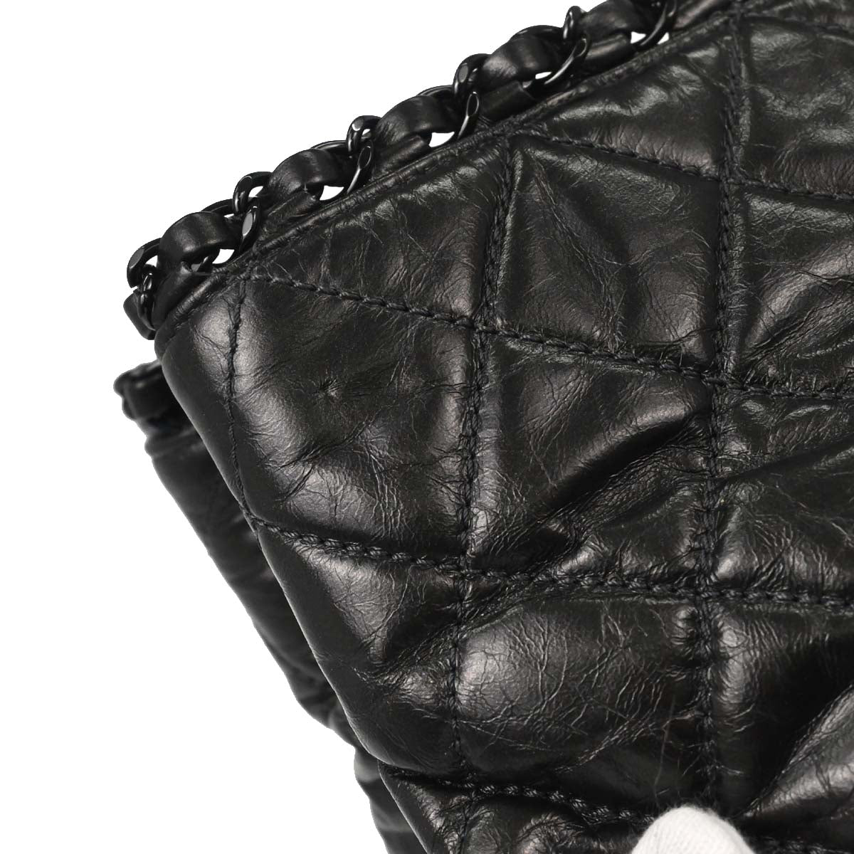 Chanel 2010-2011 Metallic Gray Calfskin Chain Me Tote Handbag