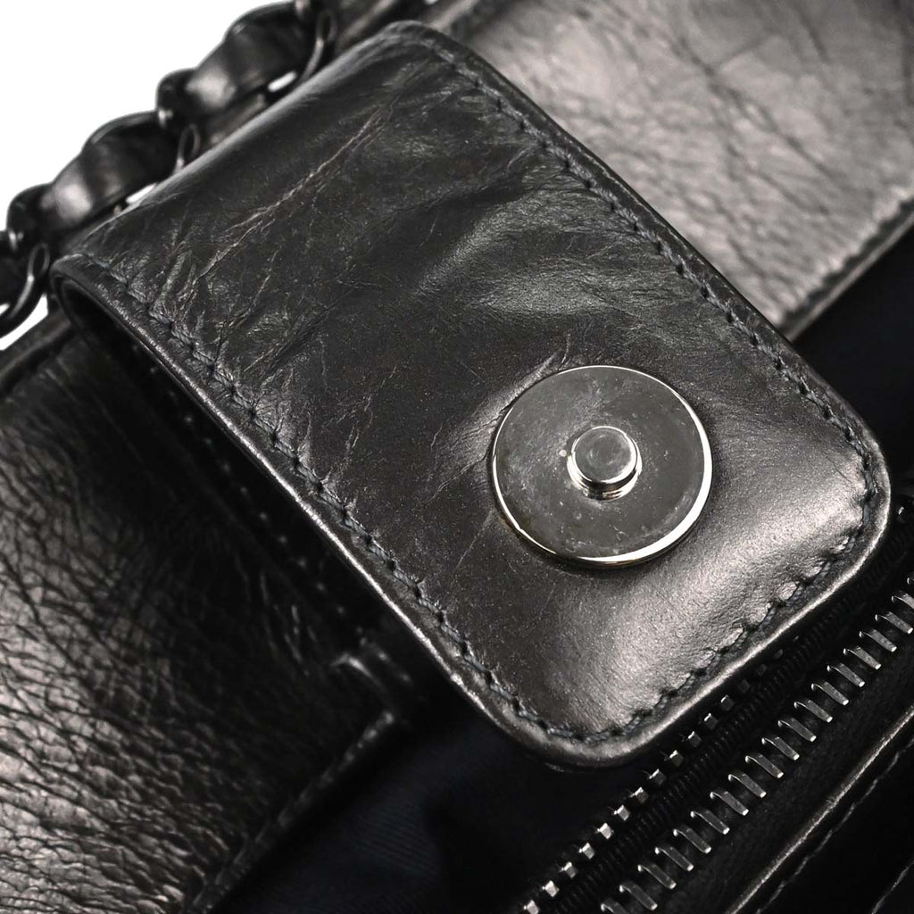 Chanel 2010-2011 Metallic Gray Calfskin Chain Me Tote Handbag