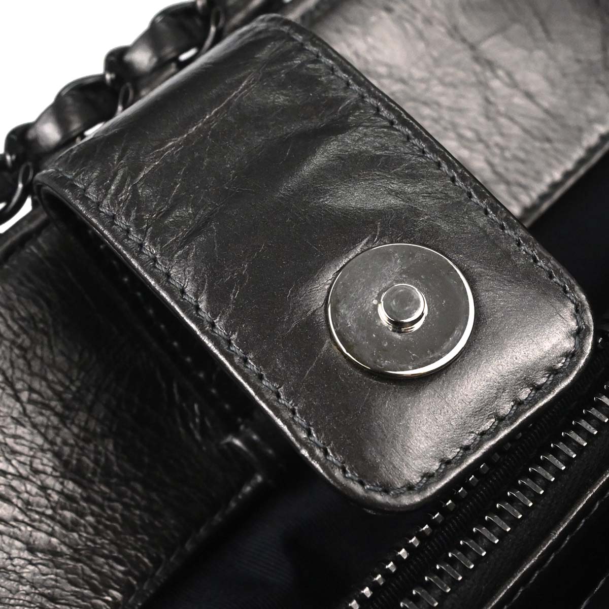Chanel 2010-2011 Metallic Gray Calfskin Chain Me Tote Handbag