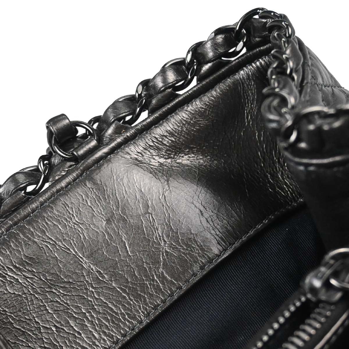 Chanel 2010-2011 Metallic Gray Calfskin Chain Me Tote Handbag