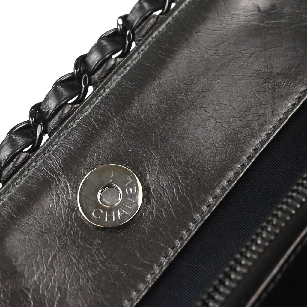 Chanel 2010-2011 Metallic Gray Calfskin Chain Me Tote Handbag