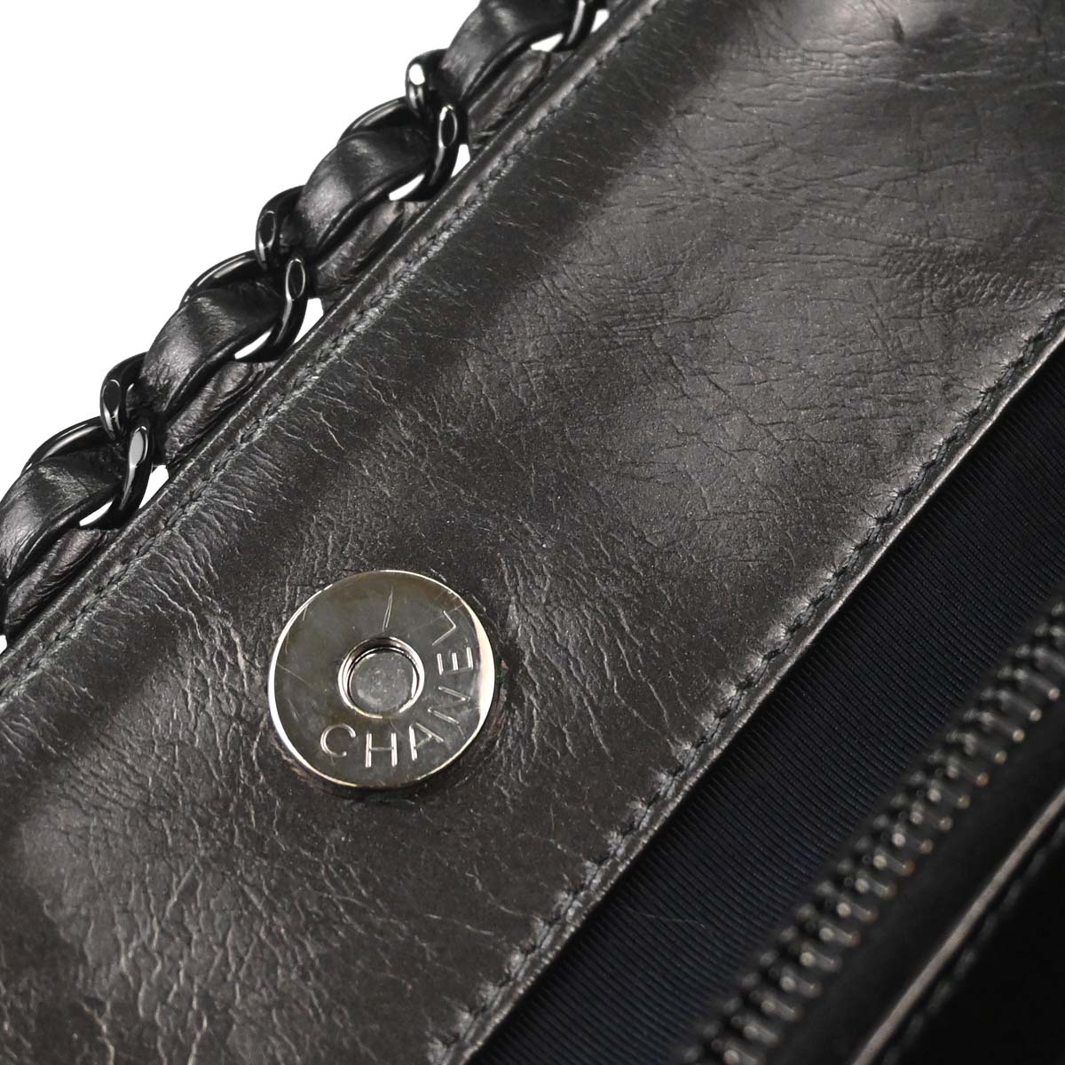 Chanel 2010-2011 Metallic Gray Calfskin Chain Me Tote Handbag