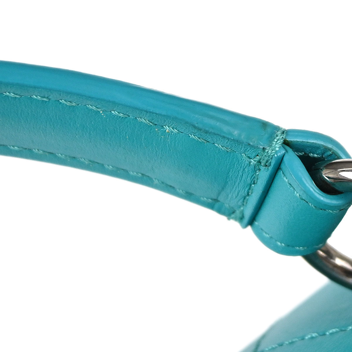 Chanel 2017 Turquoise Blue Lambskin Top Handle 2way Shoulder Handbag