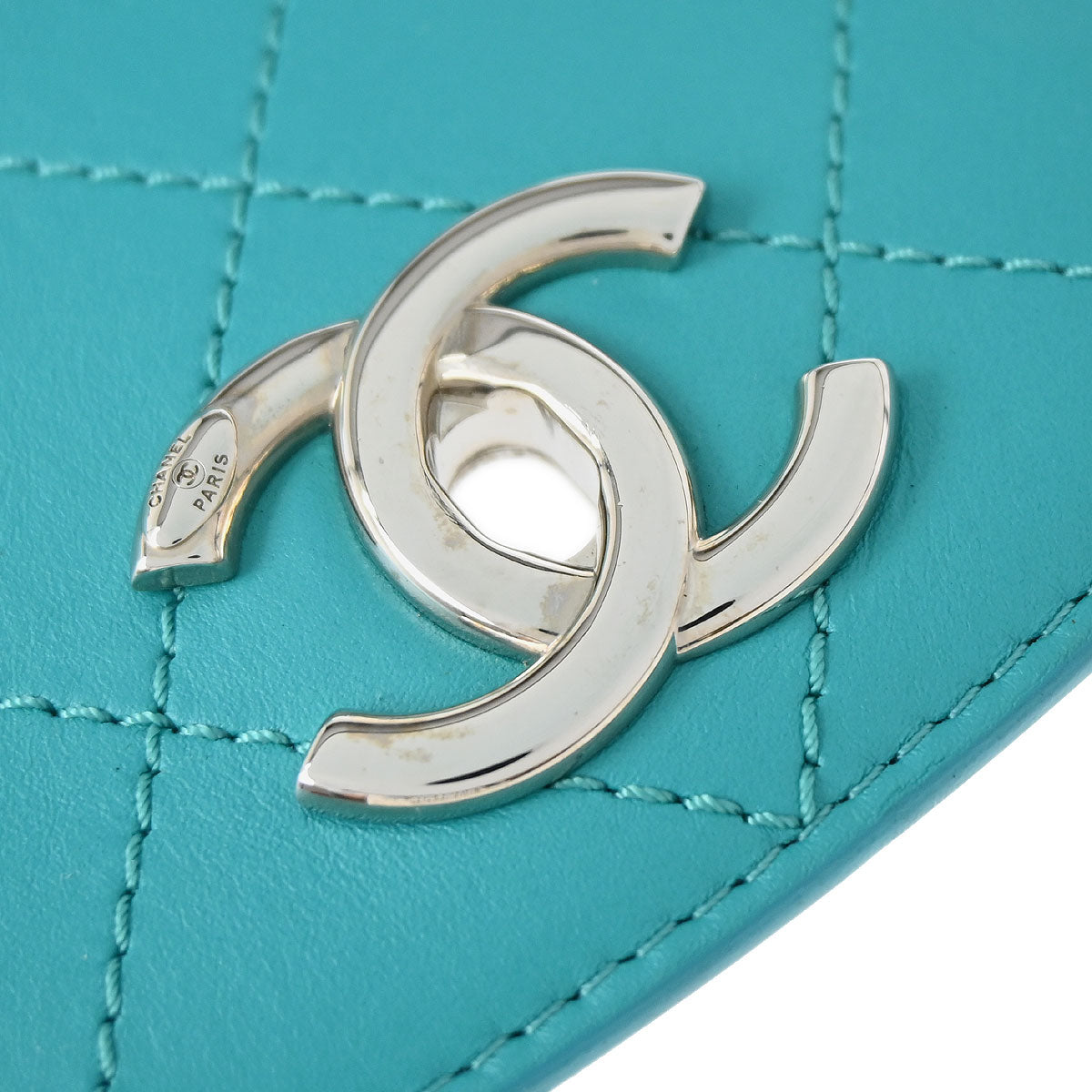 Chanel 2017 Turquoise Blue Lambskin Top Handle 2way Shoulder Handbag