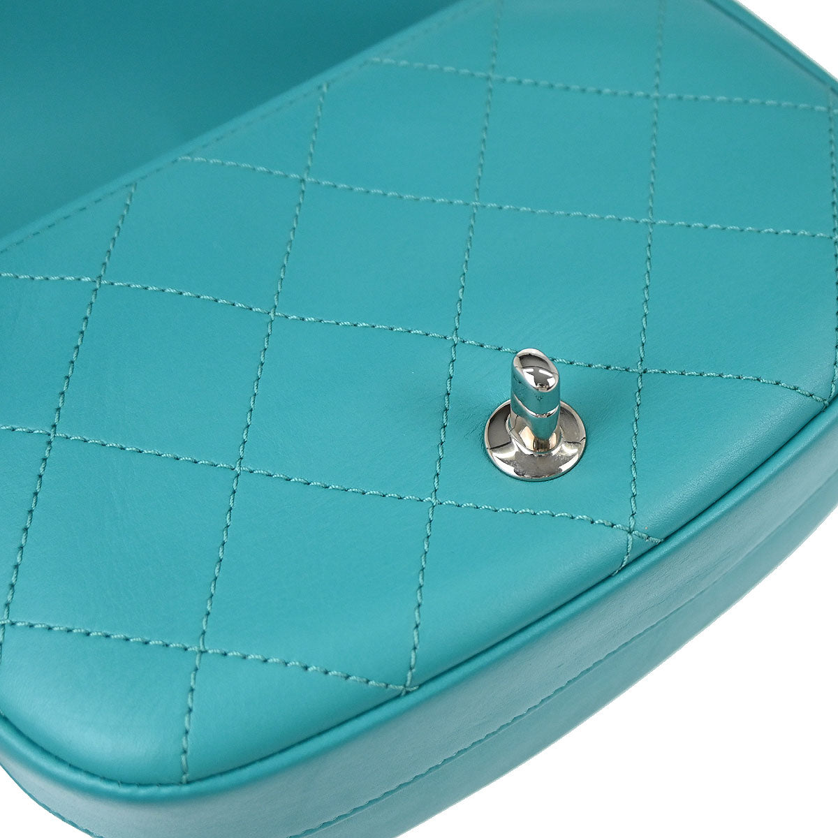Chanel 2017 Turquoise Blue Lambskin Top Handle 2way Shoulder Handbag