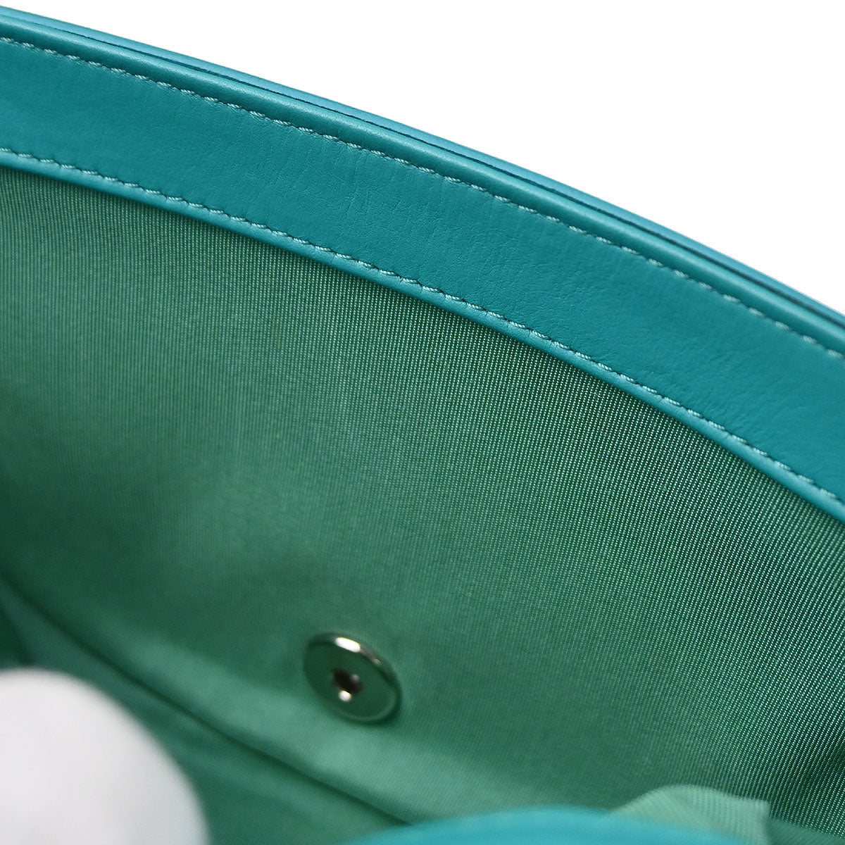 Chanel 2017 Turquoise Blue Lambskin Top Handle 2way Shoulder Handbag