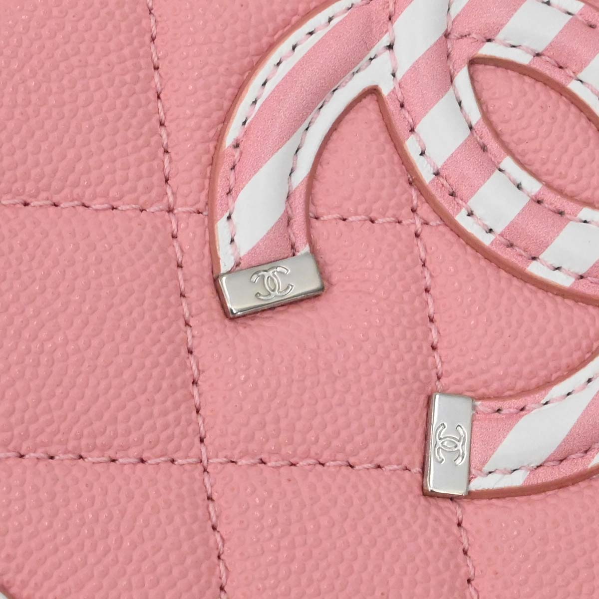 Chanel 2019 Pink Caviar Skin CC Filigree 2way Shoulder Vanity Handbag