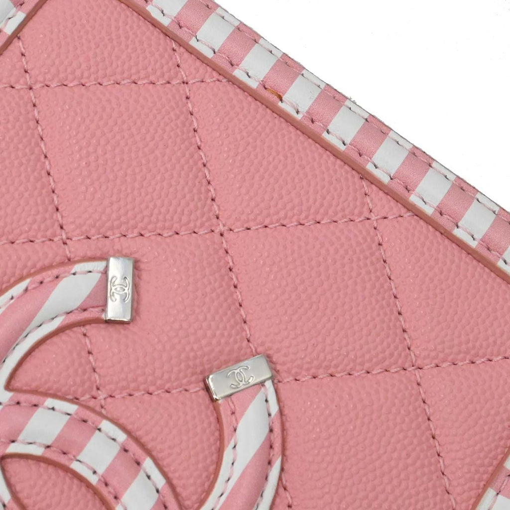 Chanel 2019 Pink Caviar Skin CC Filigree 2way Shoulder Vanity Handbag