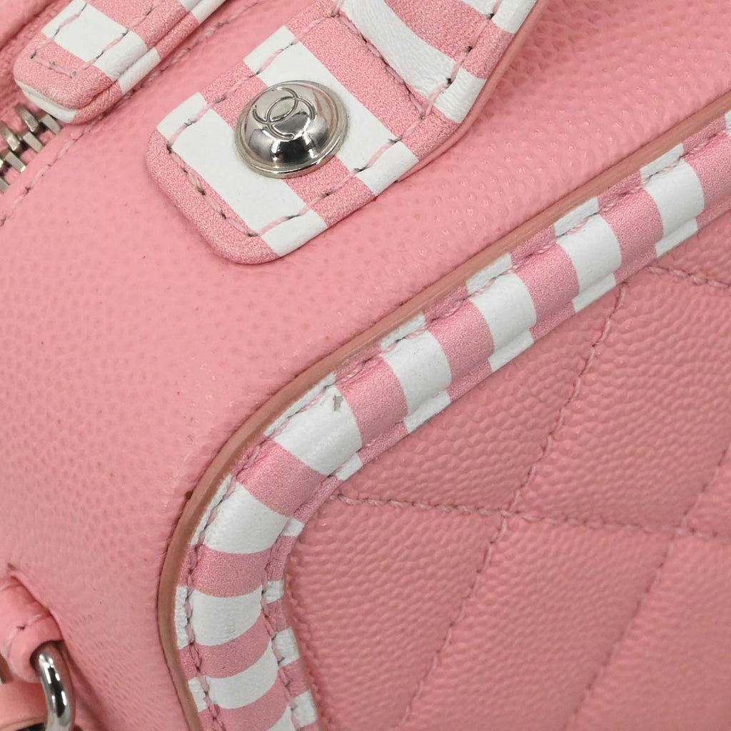 Chanel 2019 Pink Caviar Skin CC Filigree 2way Shoulder Vanity Handbag