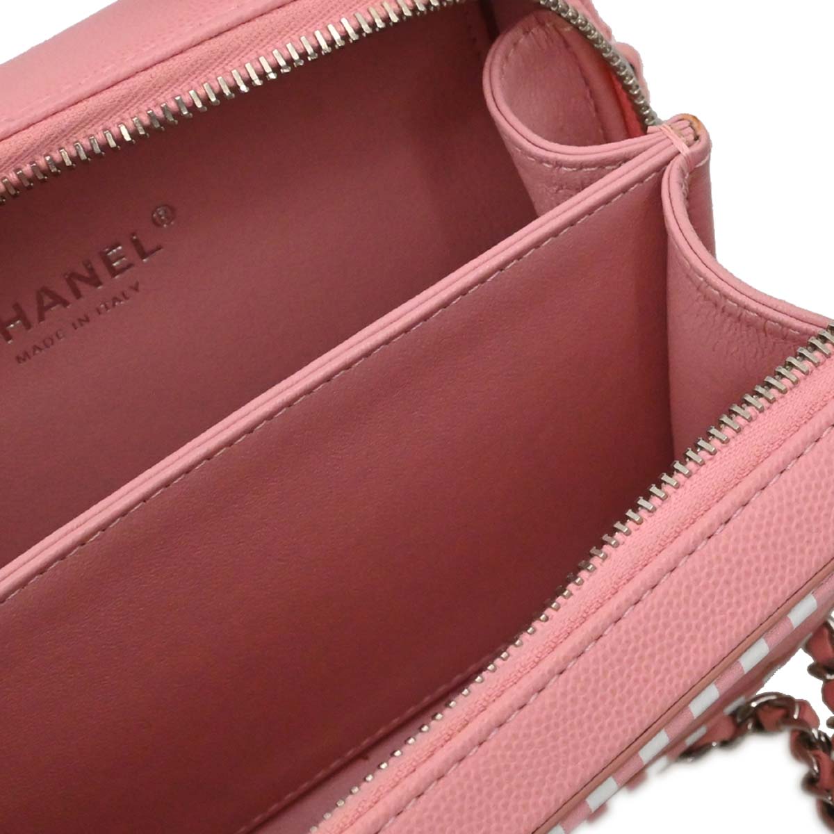 Chanel 2019 Pink Caviar Skin CC Filigree 2way Shoulder Vanity Handbag