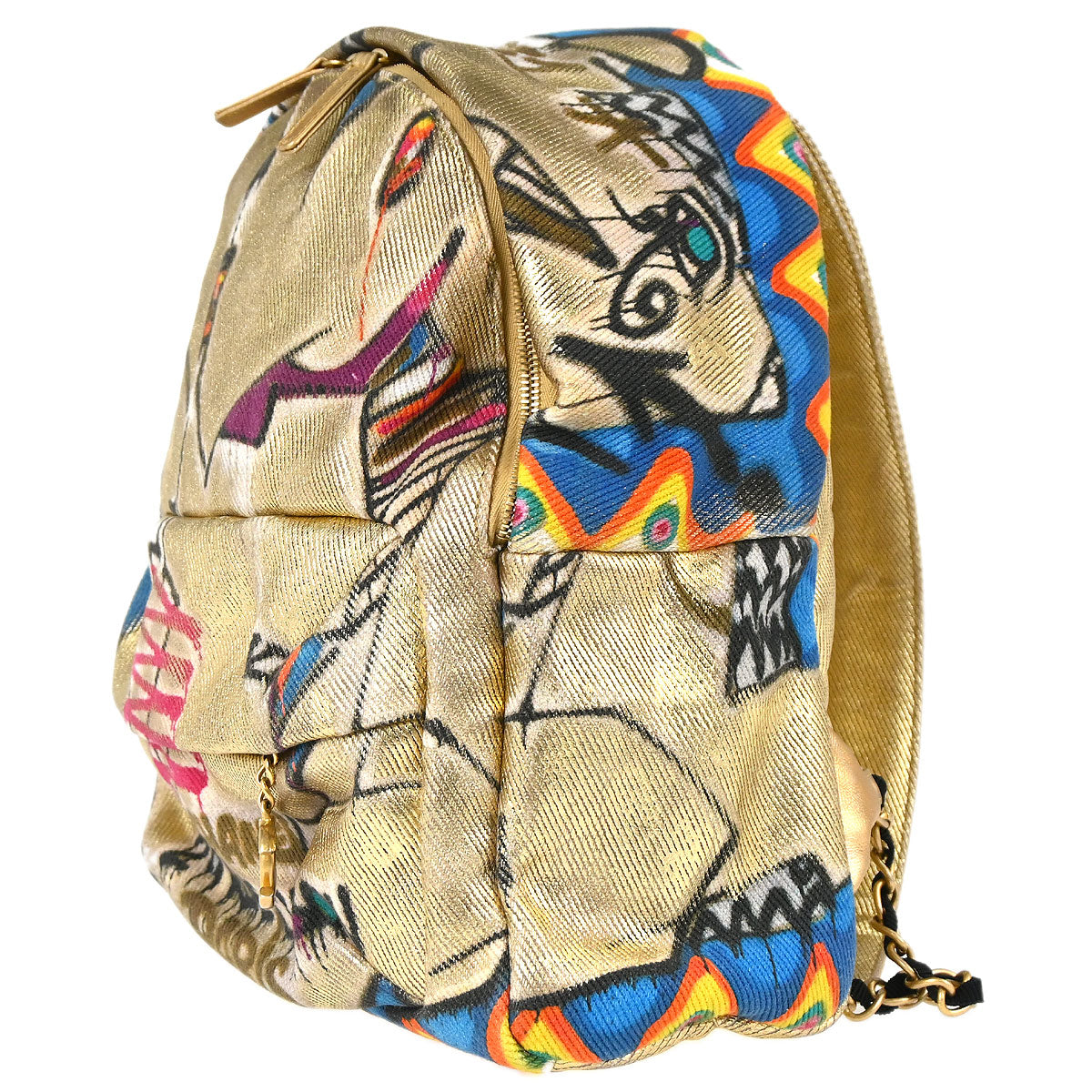 Chanel 2019 Gold Canvas Graffiti Street Spirit Backpack
