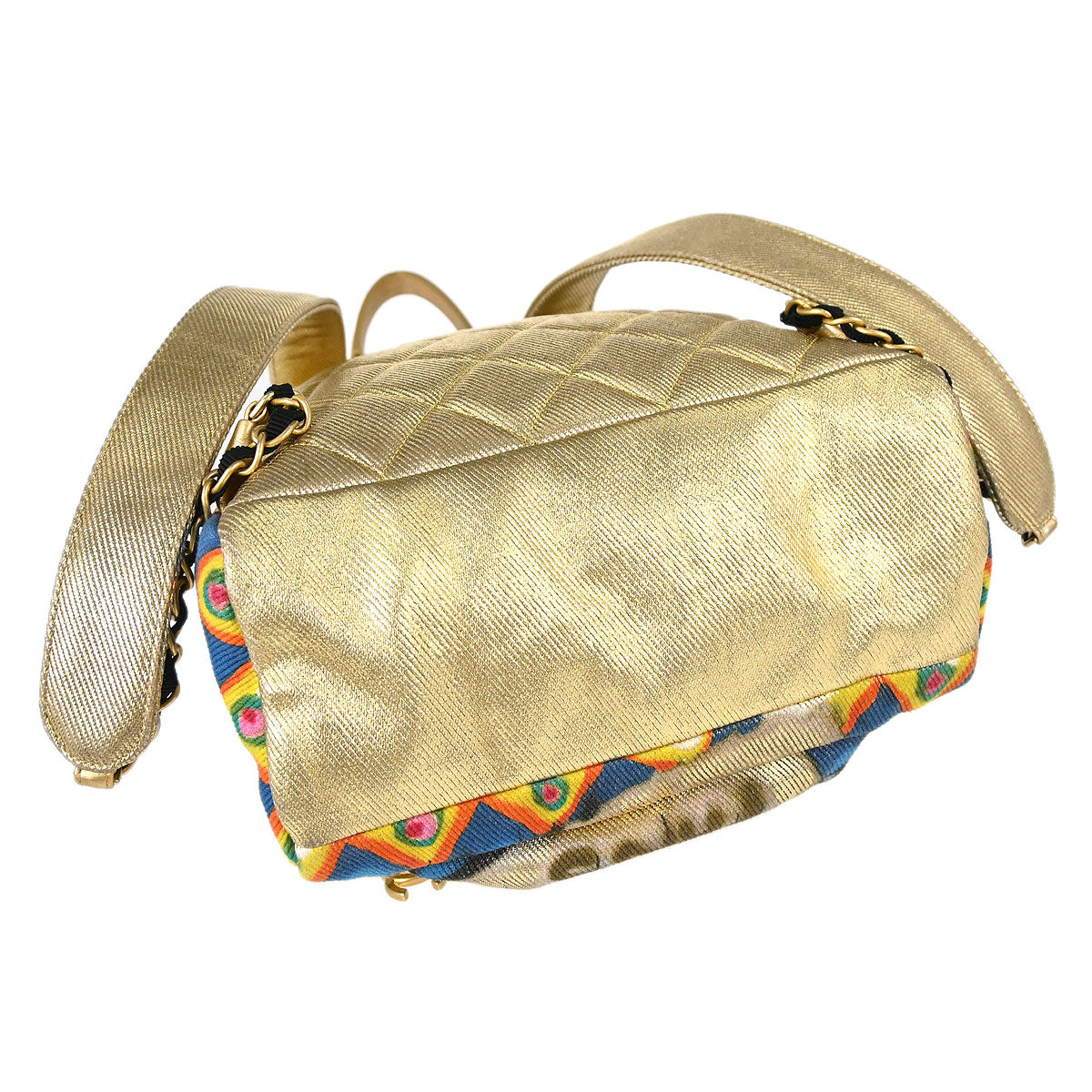 Chanel 2019 Gold Canvas Graffiti Street Spirit Backpack