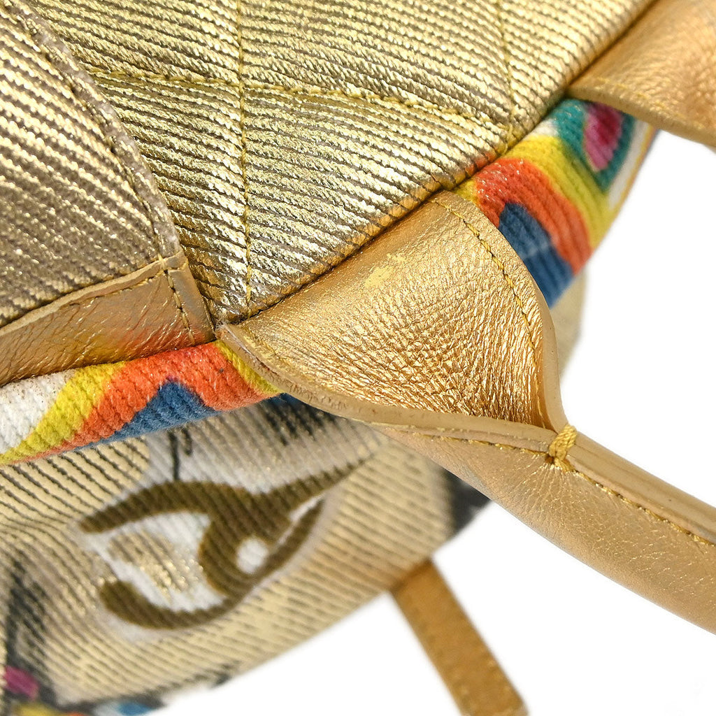 Chanel 2019 Gold Canvas Graffiti Street Spirit Backpack