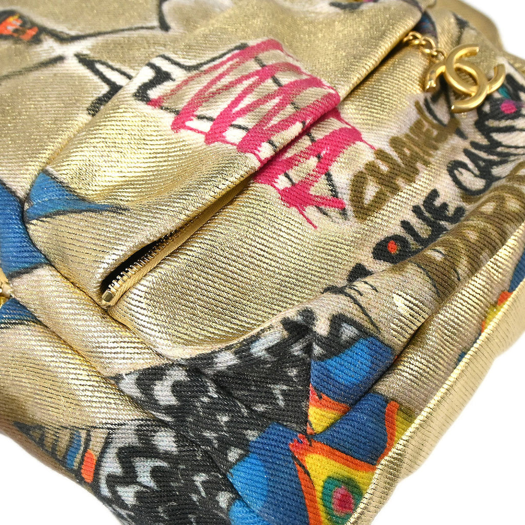 Chanel 2019 Gold Canvas Graffiti Street Spirit Backpack