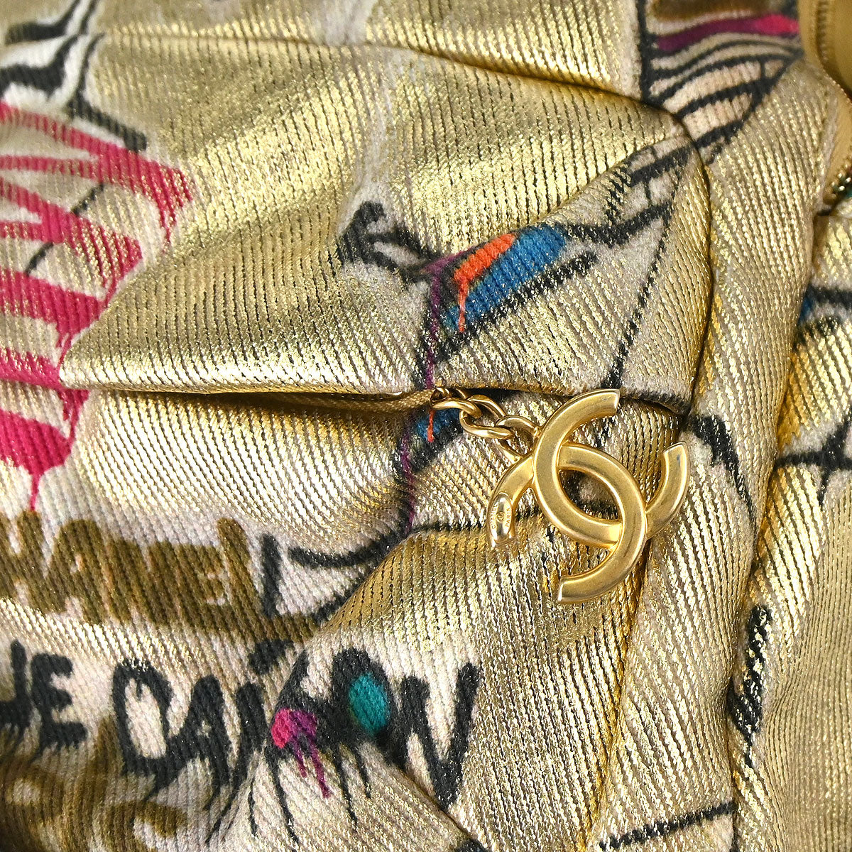 Chanel 2019 Gold Canvas Graffiti Street Spirit Backpack