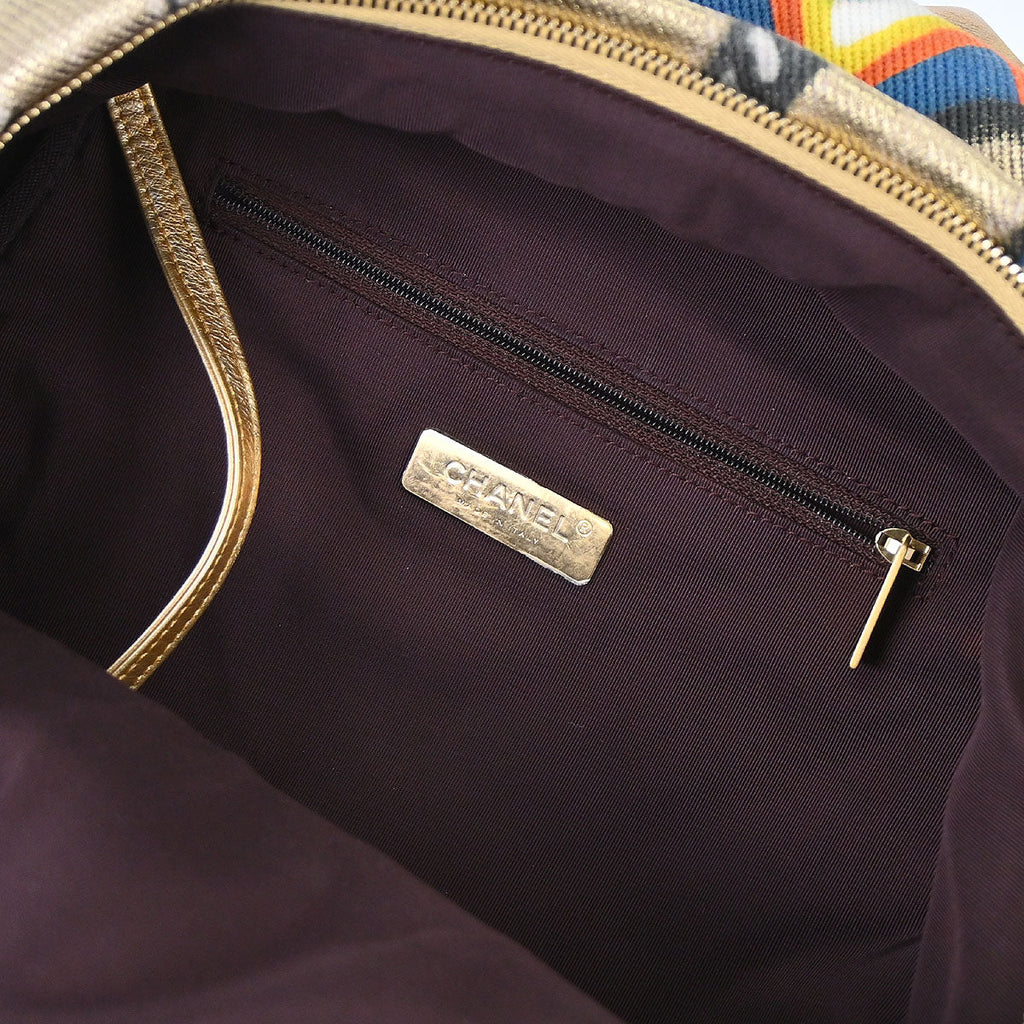 Chanel 2019 Gold Canvas Graffiti Street Spirit Backpack