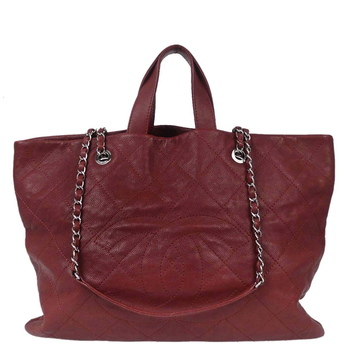 Chanel 2014-2015 Bordeaux Caviar Skin 2way Shoulder Tote Handbag