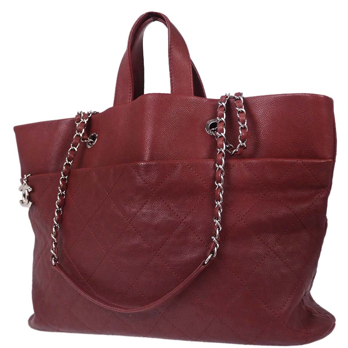 Chanel 2014-2015 Bordeaux Caviar Skin 2way Shoulder Tote Handbag