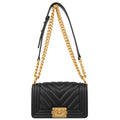 Boy Chanel 2018 Black Lambskin Chevron Small Chain Shoulder Bag