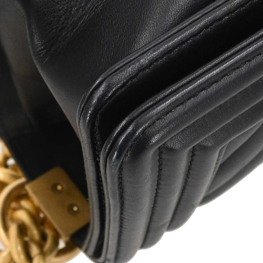 Boy Chanel 2018 Black Lambskin Chevron Small Chain Shoulder Bag