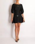 Chanel Fall 2013 Black Mini Dress with Patent Leather Effect Trim Details and Globe CC Logo Button Size FR 34 (UK 6)