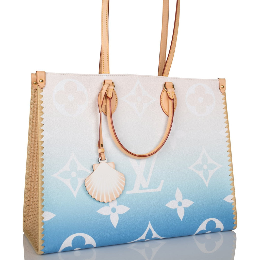 Louis Vuitton Blue Hamptons By The Pool Giant Monogram and Raffia OnTheGo GM