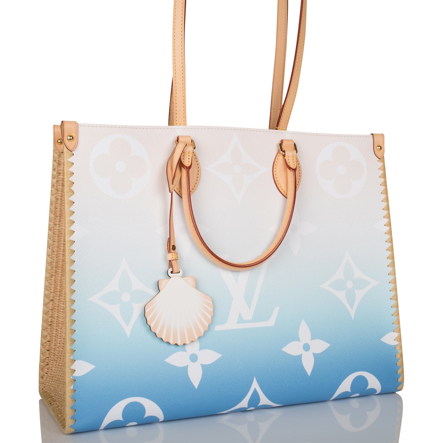 Louis Vuitton Blue Hamptons By The Pool Giant Monogram and Raffia OnTheGo GM