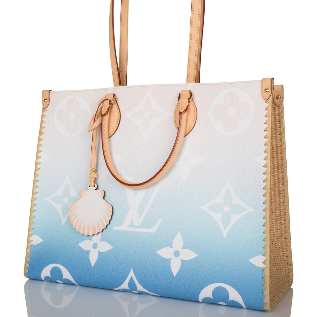 Louis Vuitton Blue Hamptons By The Pool Giant Monogram and Raffia OnTheGo GM