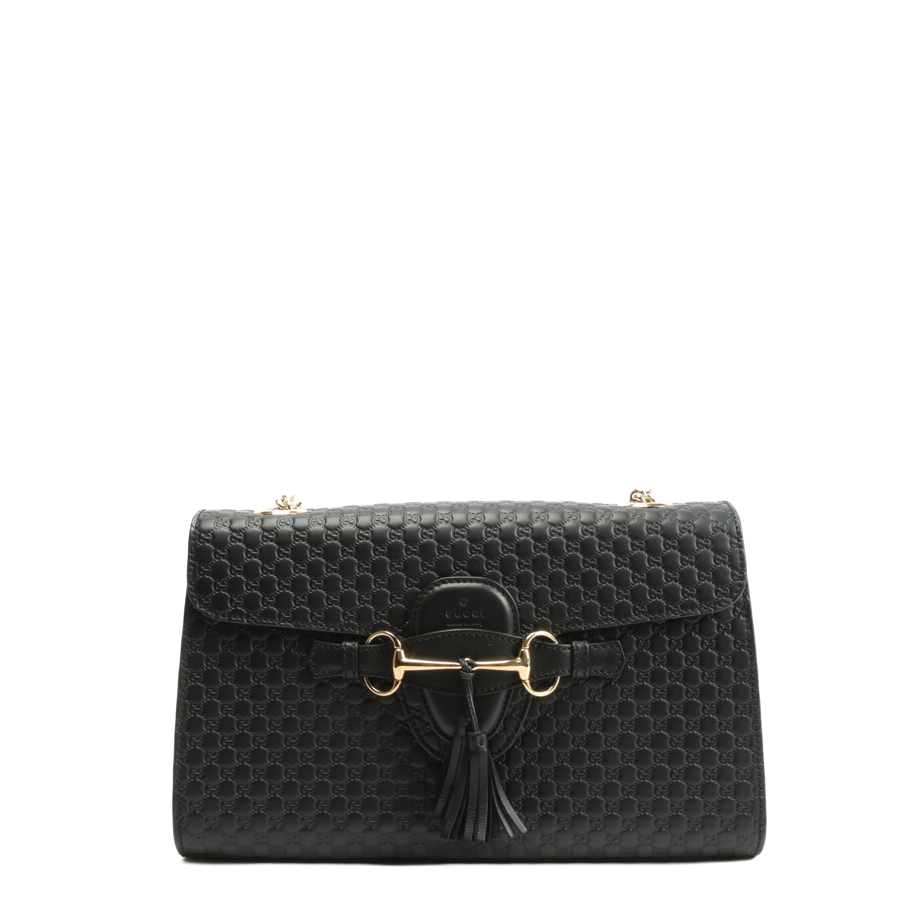 GUCCI Emily Guccissima Chain Shoulder Bag - Black