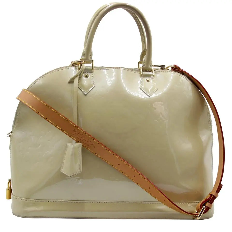 Louis Vuitton Alma Jumbo Extra Large Monogram Gm Gold Miroir Vernis Leather Satchel
