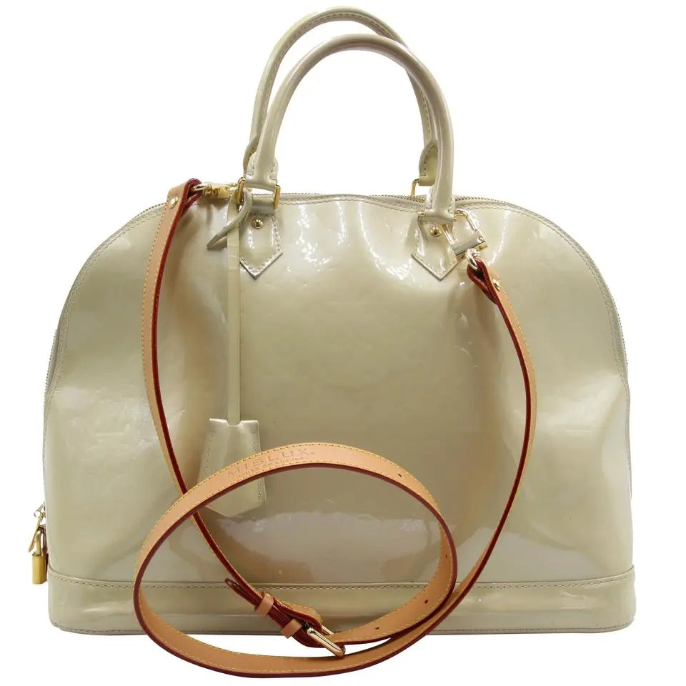 Louis Vuitton Alma Jumbo Extra Large Monogram Gm Gold Miroir Vernis Leather Satchel