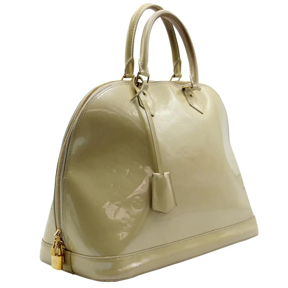 Louis Vuitton Alma Jumbo Extra Large Monogram Gm Gold Miroir Vernis Leather Satchel
