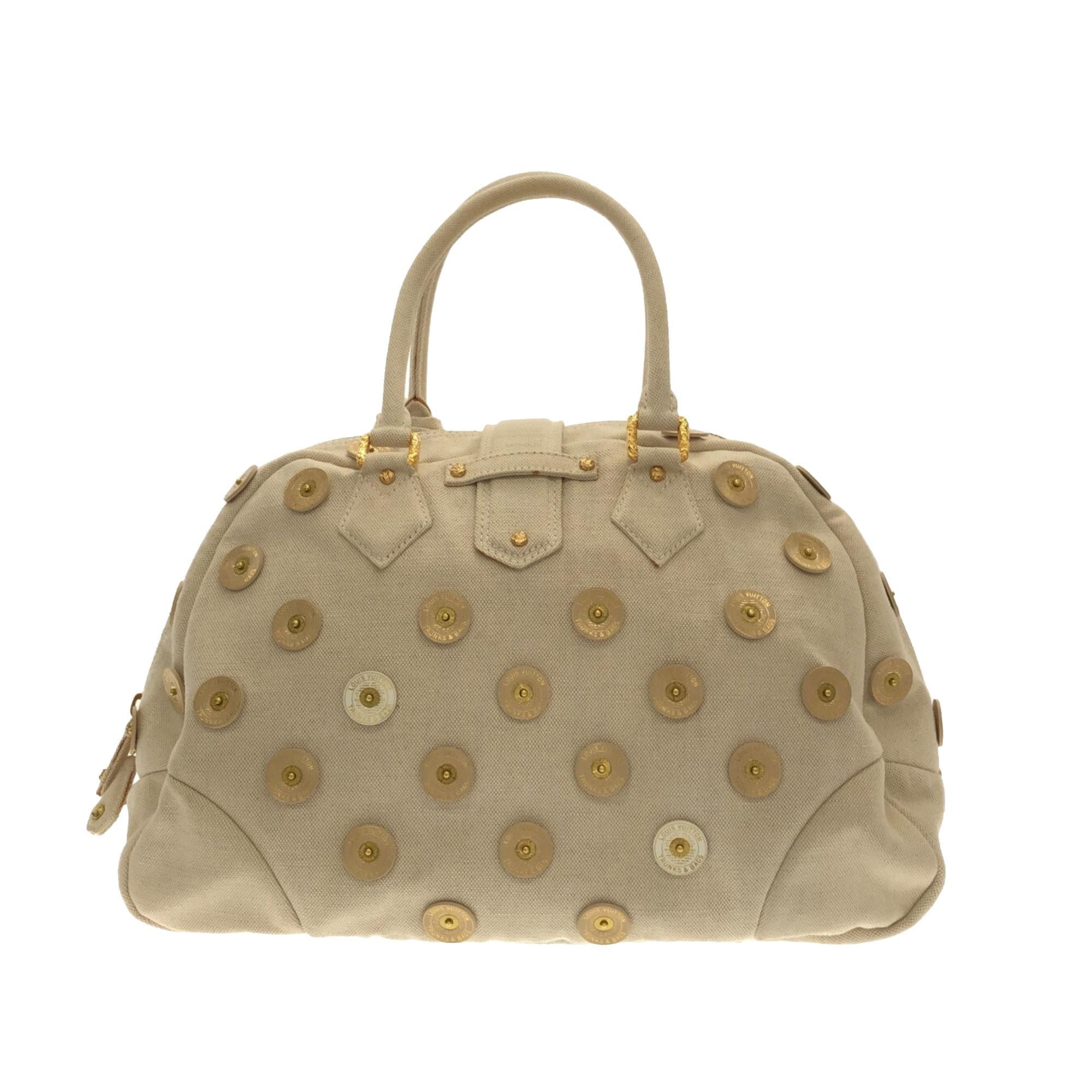 Louis Vuitton Brass Bowly Polka Dot Panama Bag (SHG-v0HWKI)