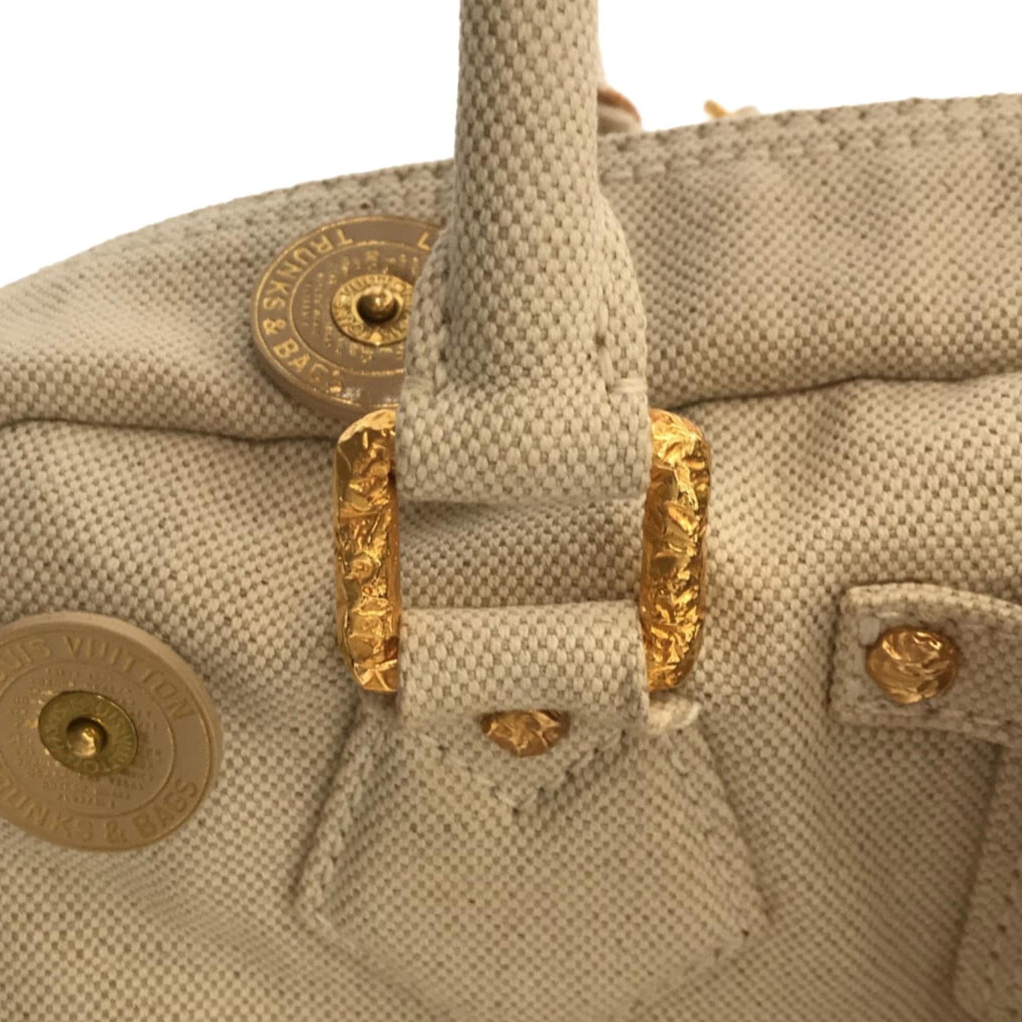 Louis Vuitton Brass Bowly Polka Dot Panama Bag (SHG-v0HWKI)
