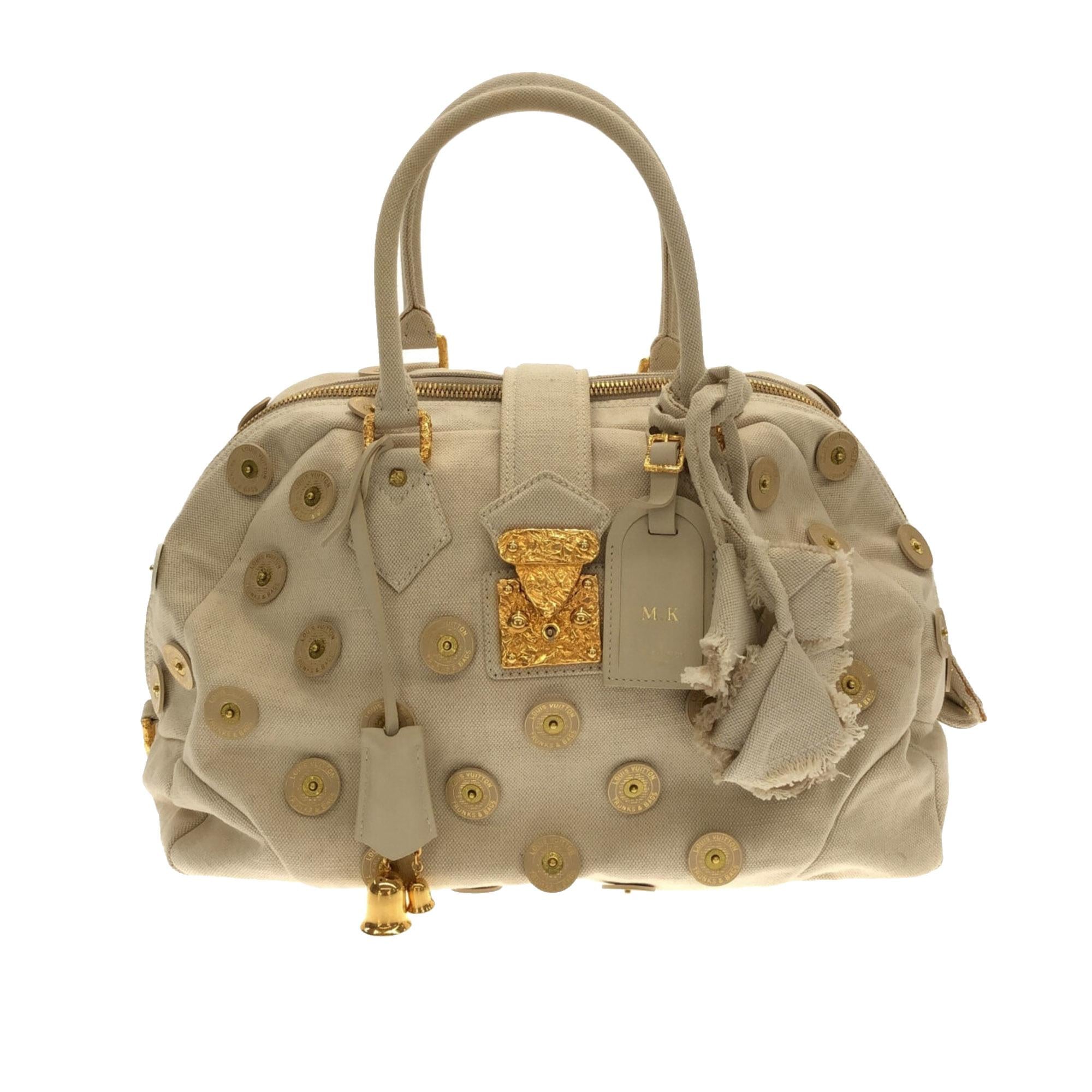 Louis Vuitton Brass Bowly Polka Dot Panama Bag (SHG-v0HWKI)
