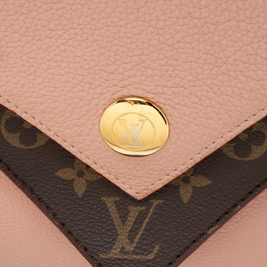 Louis Vuitton Calf Leather Monogram Canvas Double V Satchel (SHF-sUxzoE)