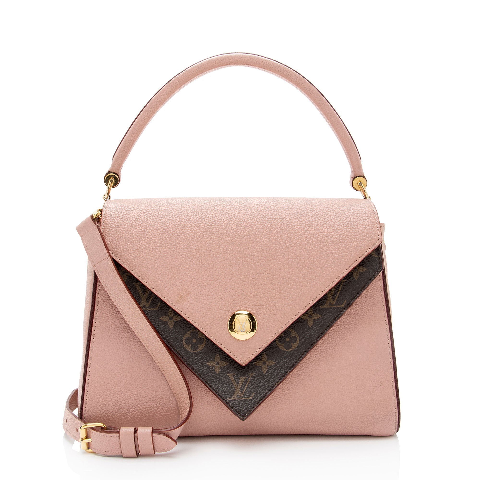 Louis Vuitton Calf Leather Monogram Canvas Double V Satchel (SHF-sUxzoE)