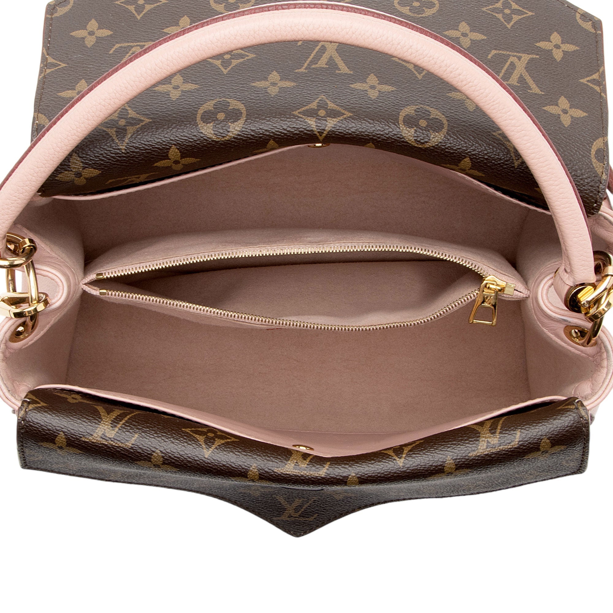 Louis Vuitton Calf Leather Monogram Canvas Double V Satchel (SHF-sUxzoE)