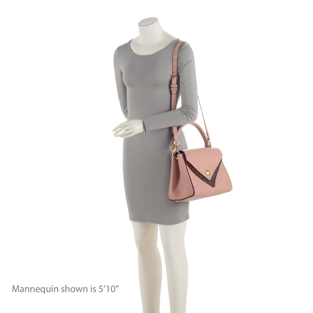 Louis Vuitton Calf Leather Monogram Canvas Double V Satchel (SHF-sUxzoE)