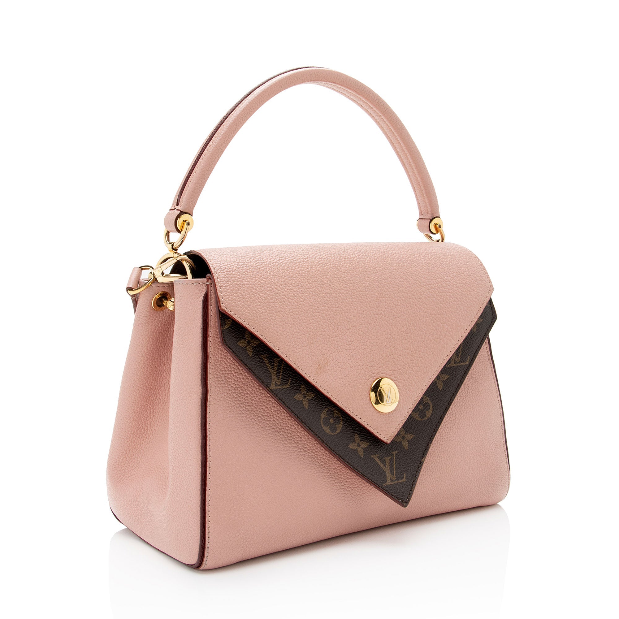 Louis Vuitton Calf Leather Monogram Canvas Double V Satchel (SHF-sUxzoE)