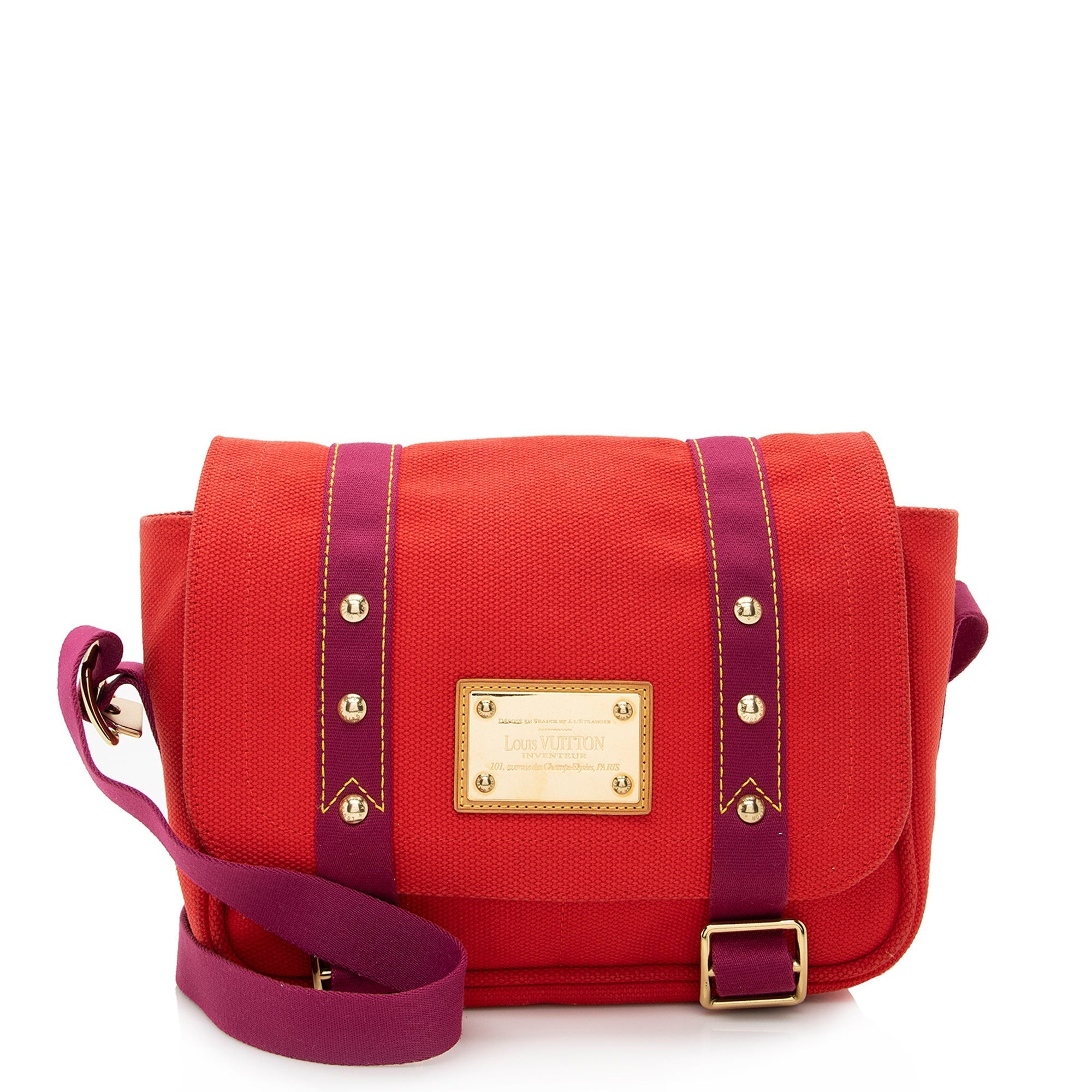 Louis Vuitton Canvas Antigua Besace Messenger Bag (SHF-22345)